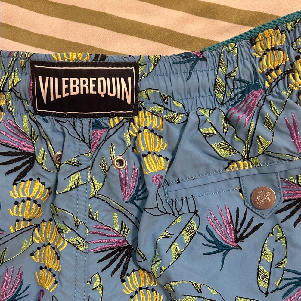 Vilebrequin Costume De Bain A St-Tropez Light Blue Tropical Floral Swim Trunks - Picture 4 of 7